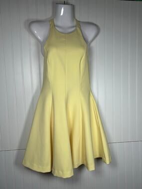 Zara butter Yellow Halter Short Dress Flared Fit & Flare Open Back XS